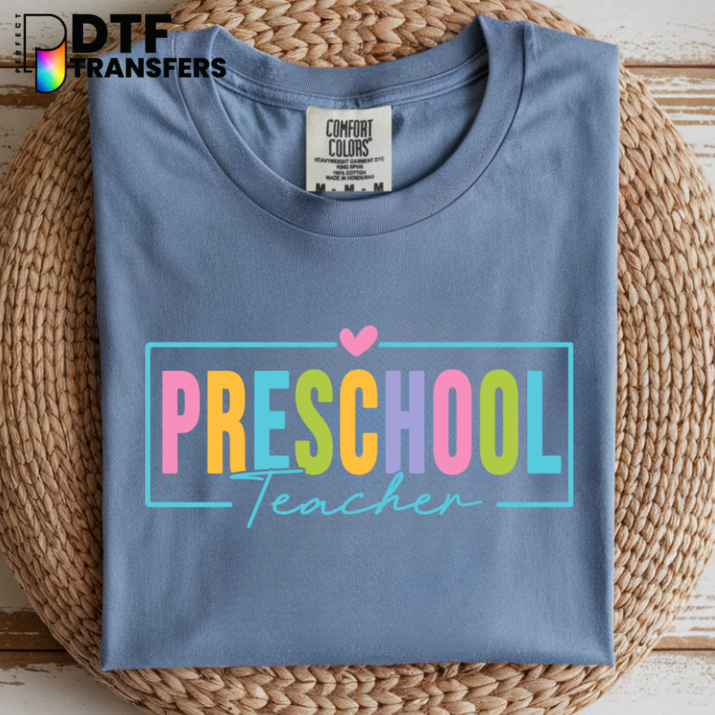 Preschool Teacher Pre K Colorful Heart – Teacher DTF Transfer