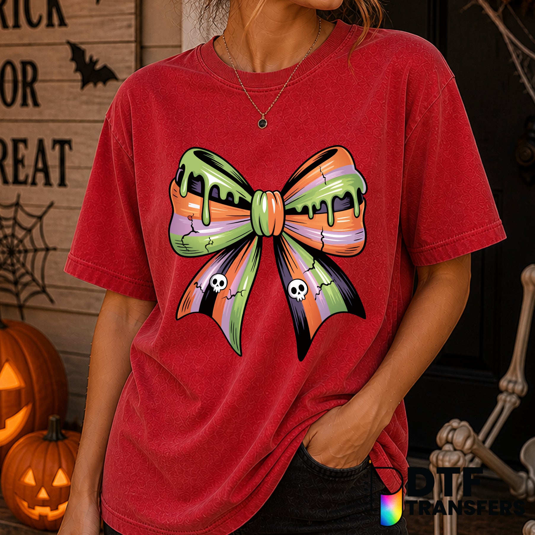 Halloween Grunge Coquette Bow Skulls – DTF Transfer