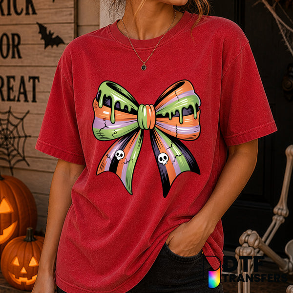 Halloween Grunge Coquette Bow Skulls – DTF Transfer