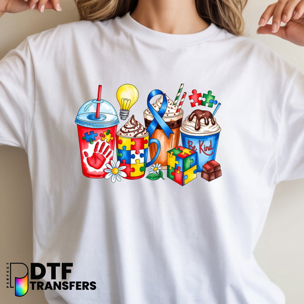 Coffee Cup with Puzzle Pieces – Special Education DTF Transfer