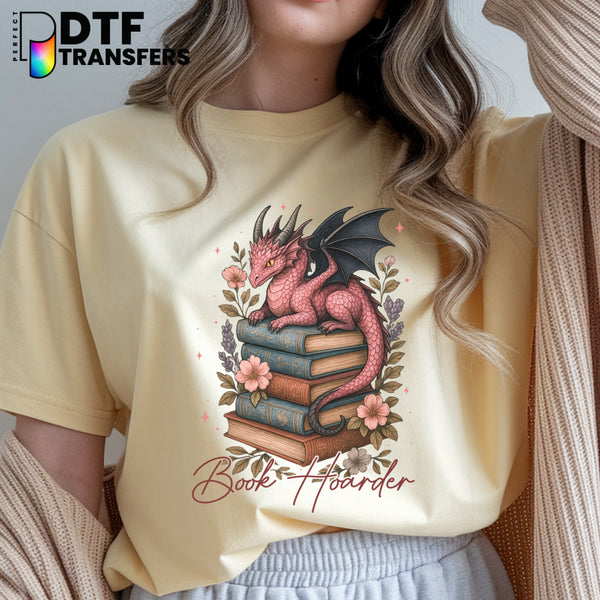 Dragon Book Hoarder Bookstack Reading – Teacher DTF Transfer