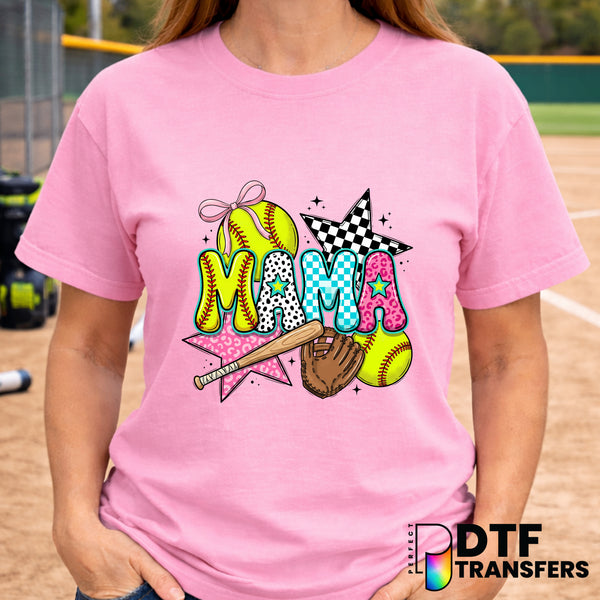 Retro Softball Mama – Softball DTF Transfer