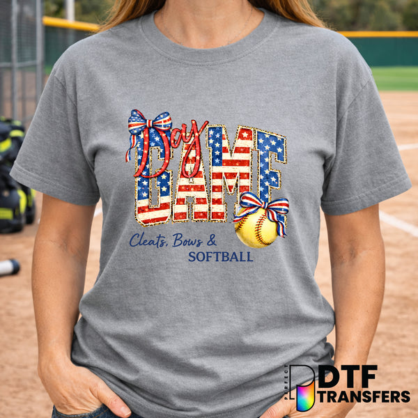 Game Day American Flag Softball – DTF Transfer