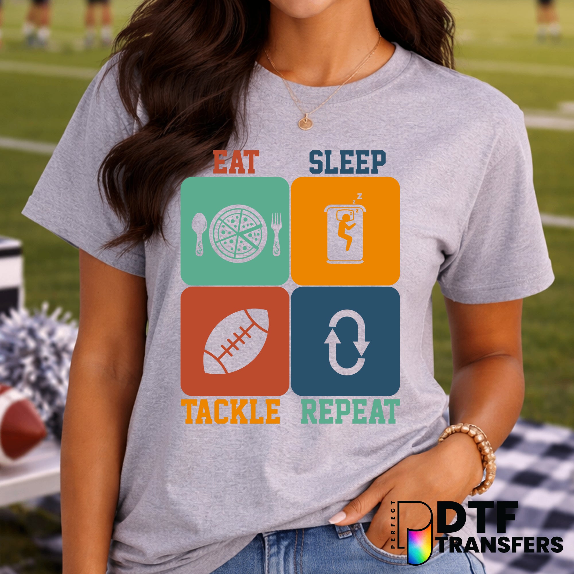 Eat Sleep Tackle Repeat Football – DTF Transfer