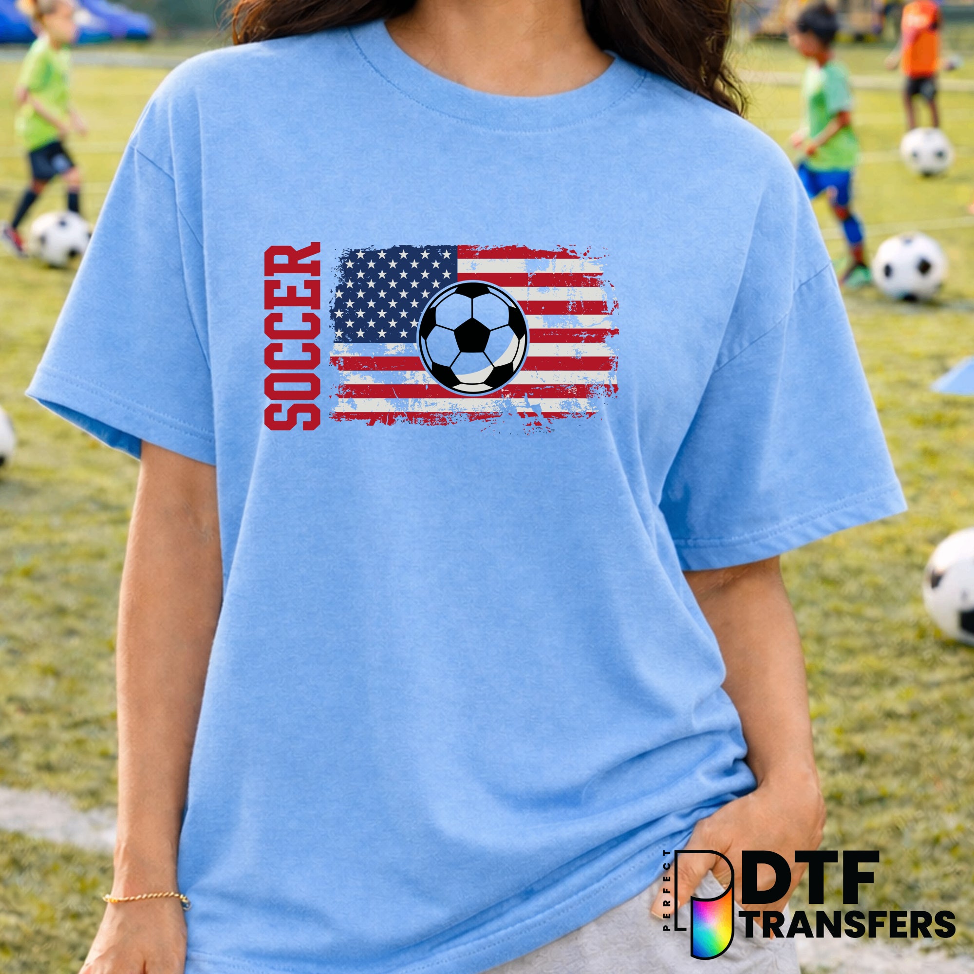 Soccer Ball American Flag – DTF Transfer
