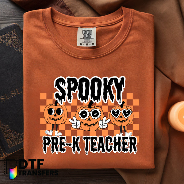 Retro Halloween Spooky Pre-K Teacher – Teacher DTF Transfer