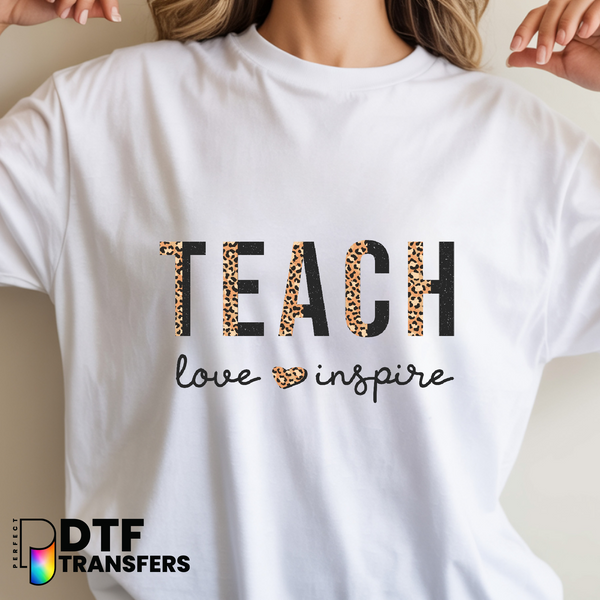 Leopard Teach Love Inspire – Teacher DTF Transfer