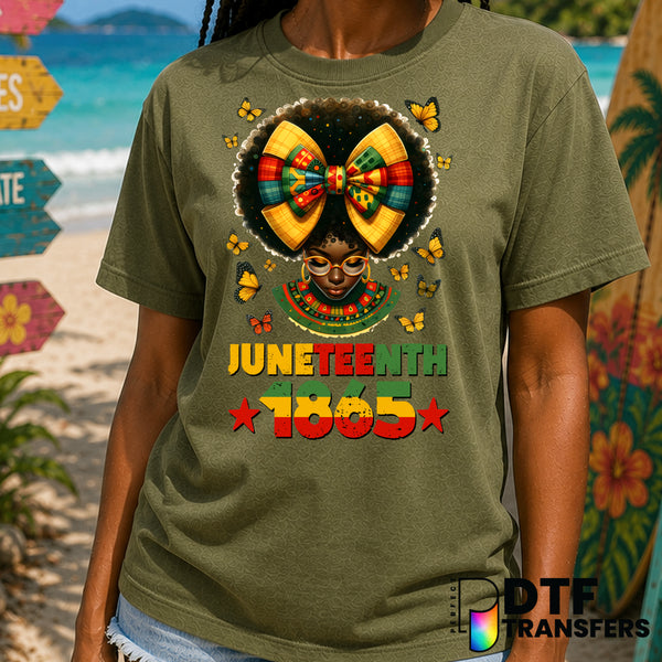 Juneteenth 1865 Afro Coquette Butterflies Black History DTF Transfer