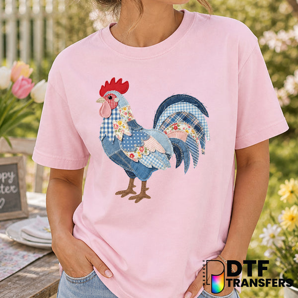 Easter Chicken Faux Patchwork Denim – Easter DTF Transfer