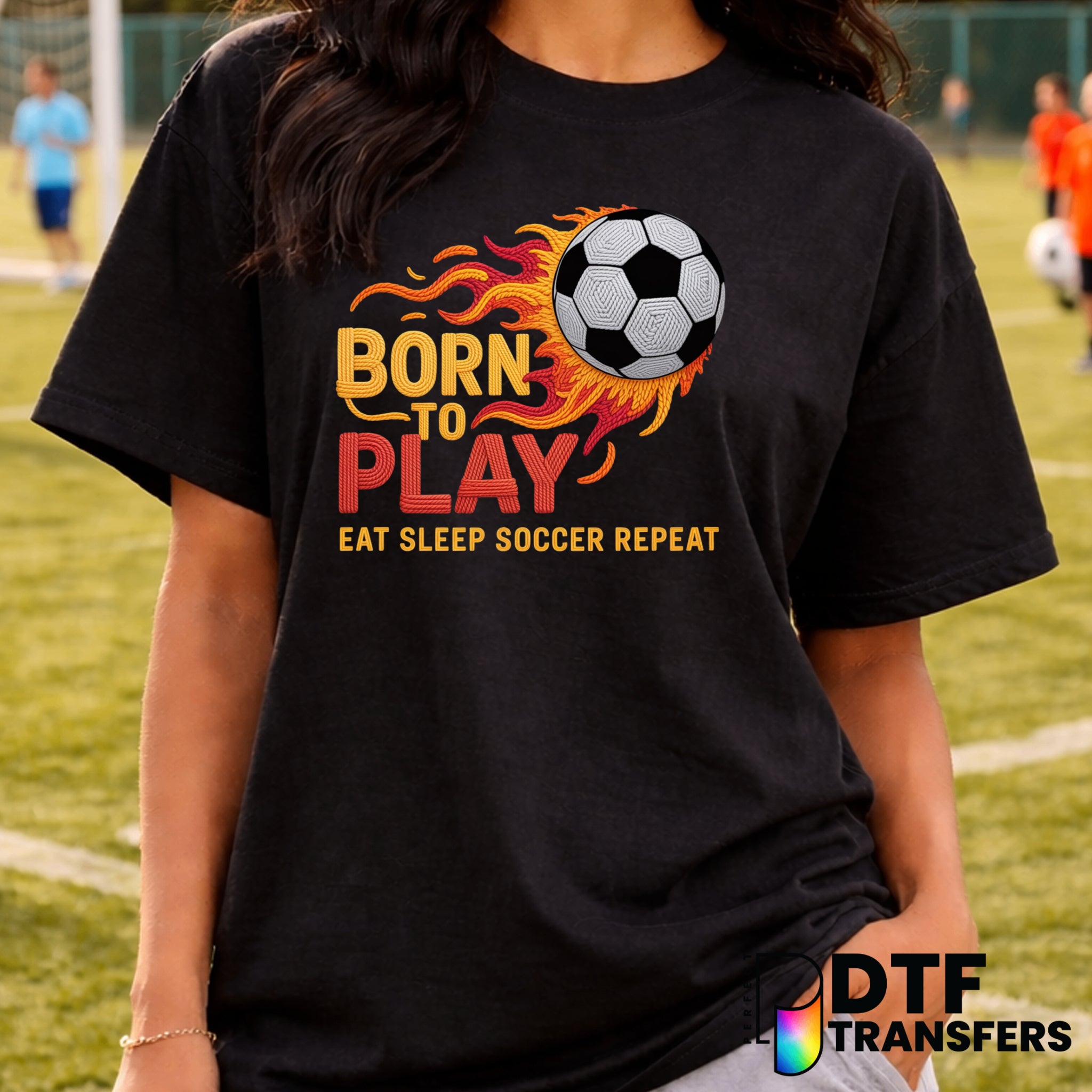 Born to Play Eat Sleep Soccer Repeat – Soccer DTF Transfer