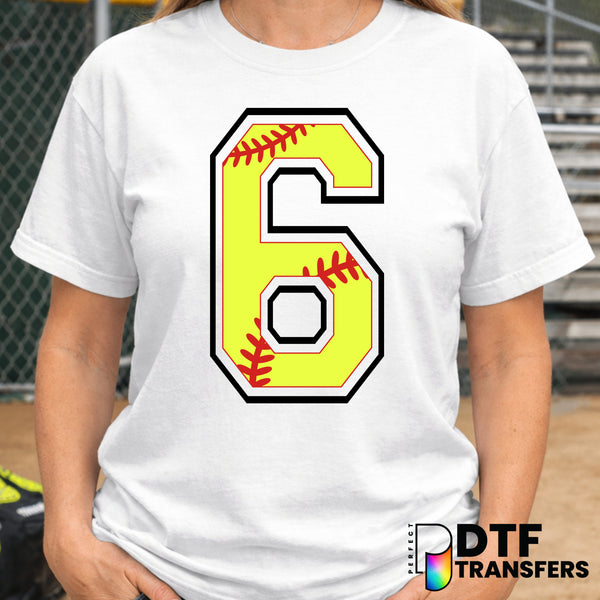 Number 6 Softball – DTF Transfer