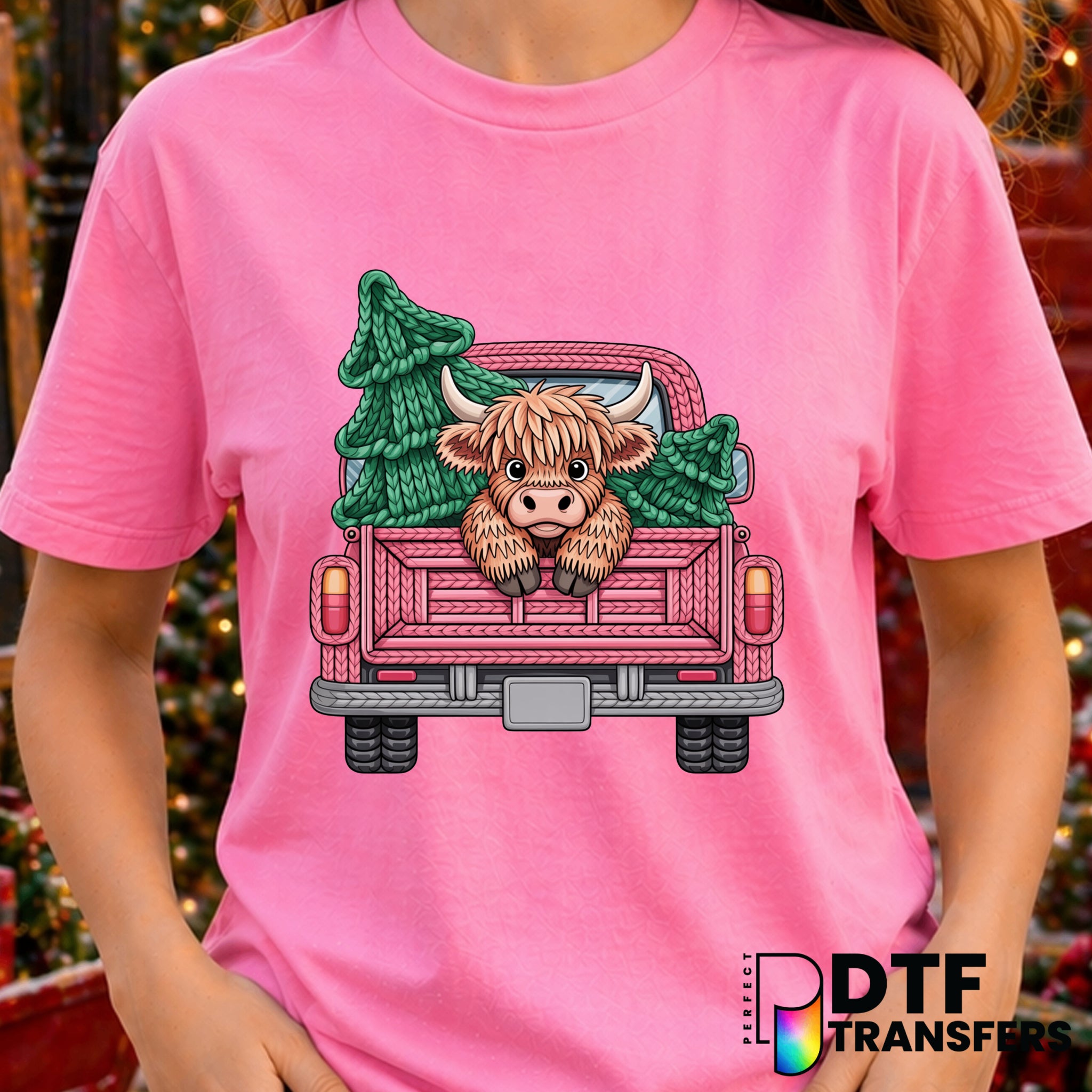 Highland Cow Christmas Truck – Christmas DTF Transfer