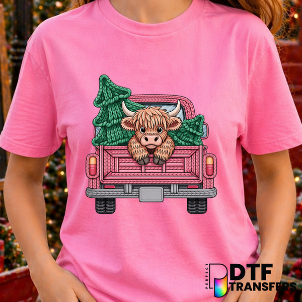 Highland Cow Christmas Truck – Christmas DTF Transfer