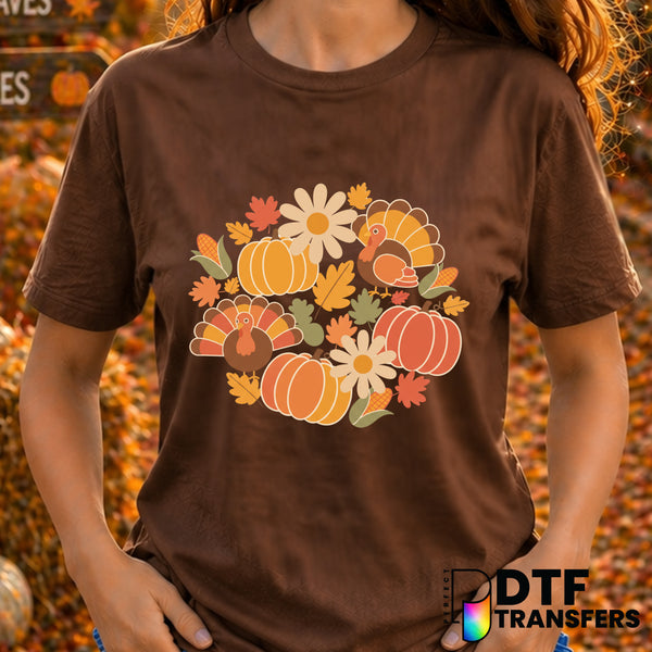 Boho Pumpkin Thanksgiving Florals – DTF Transfer