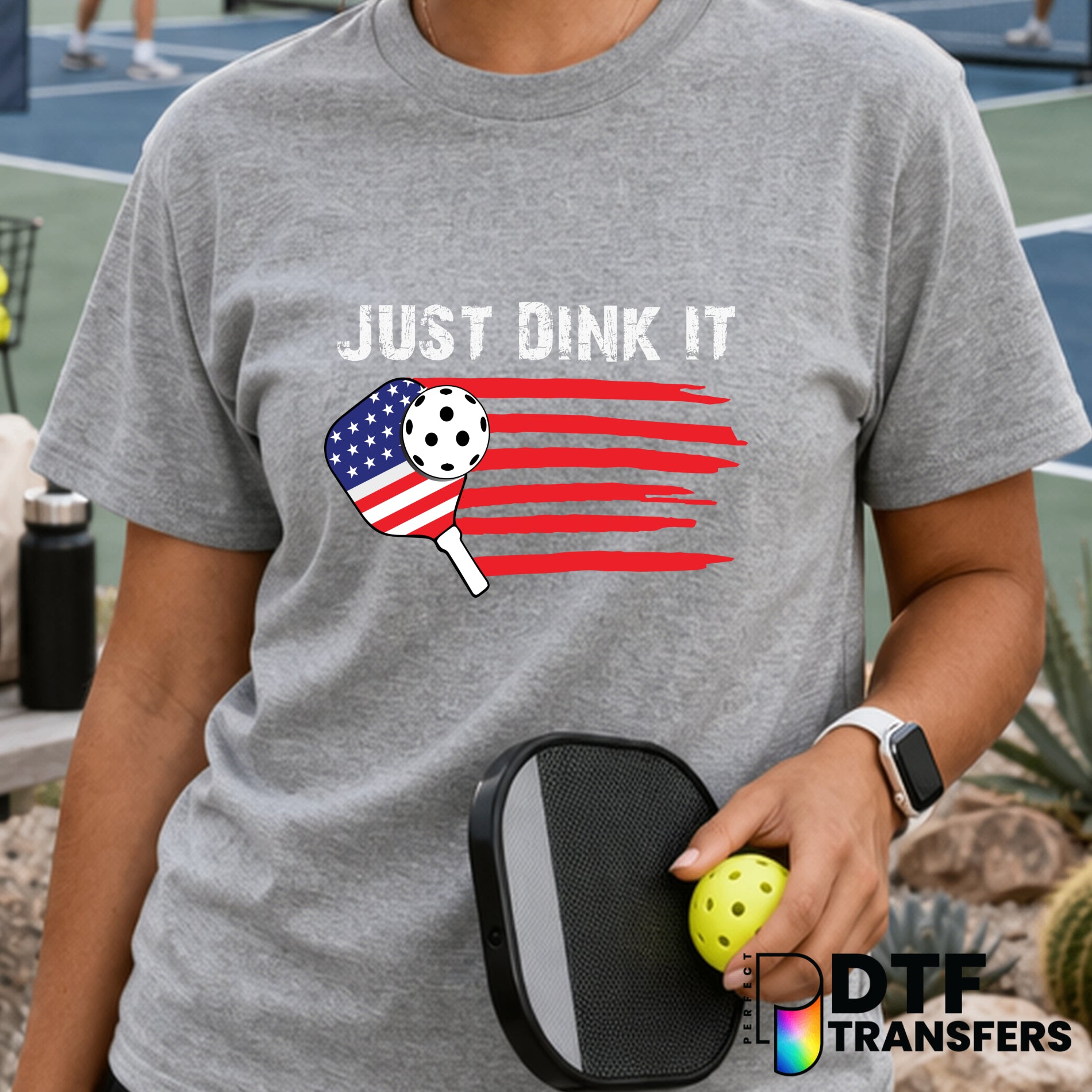 Just Dink It American Flag – Pickleball DTF Transfer