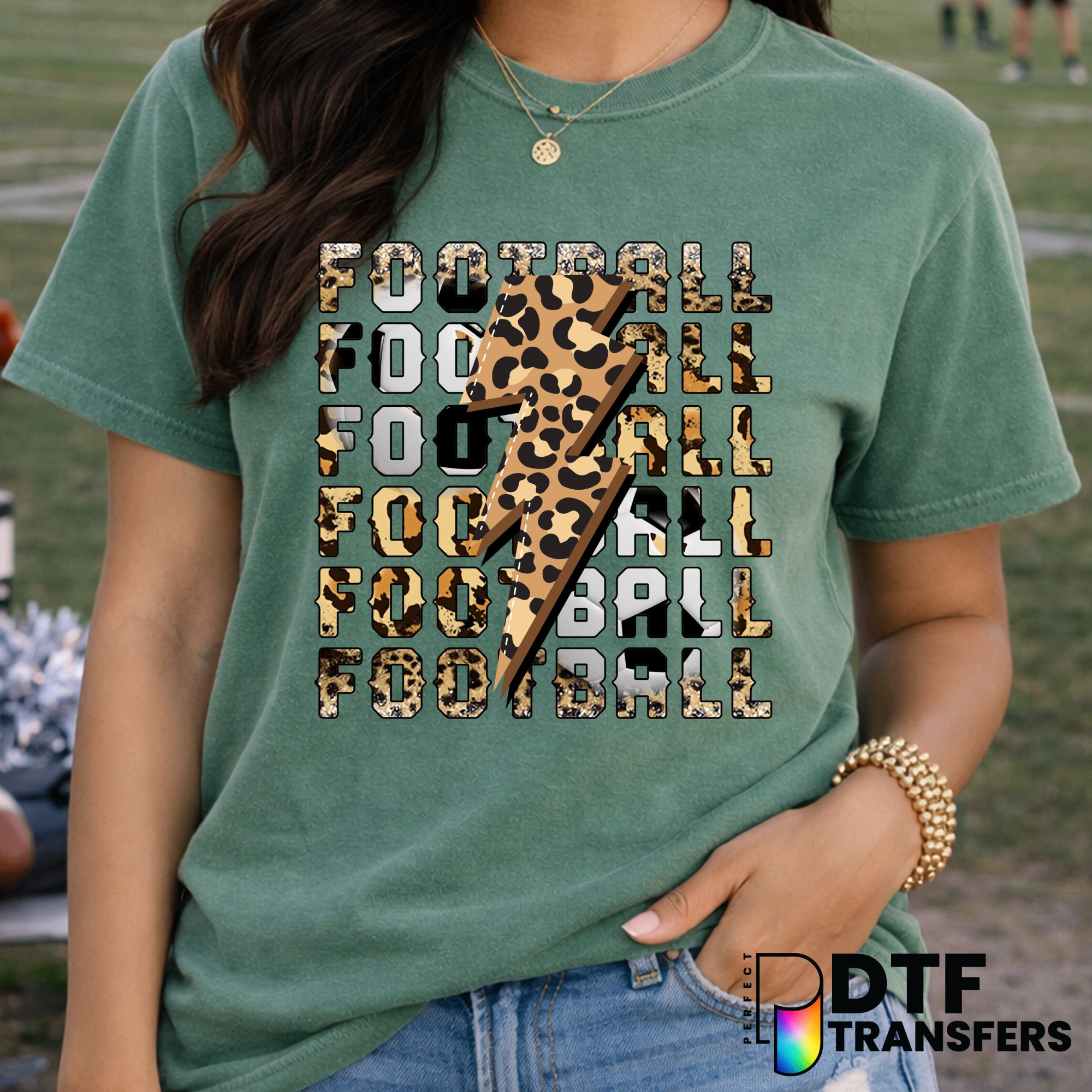 Football Leopard Lightning Bolt – DTF Transfer
