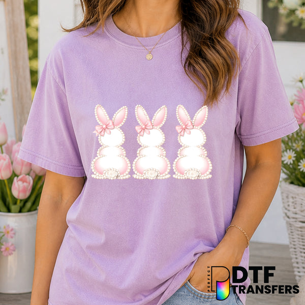 Pearl Bunny Easter Pastel Coquette Bunnies – Easter DTF Transfer
