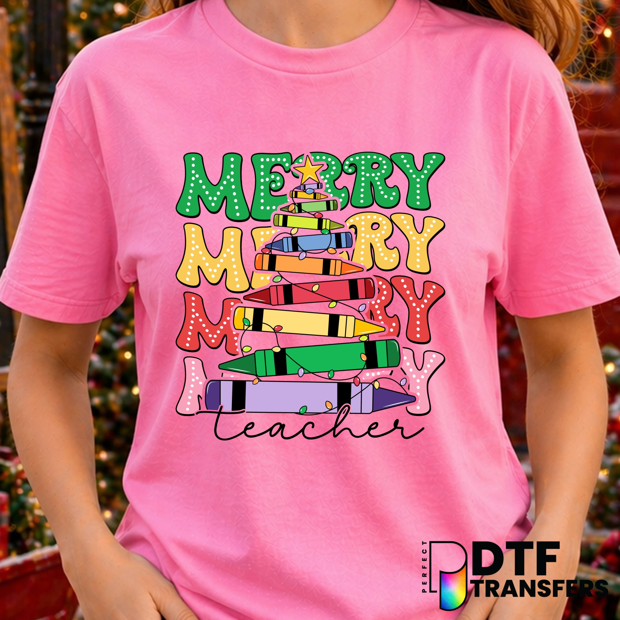 MERRY & BRIGHT – Christmas DTF Transfer