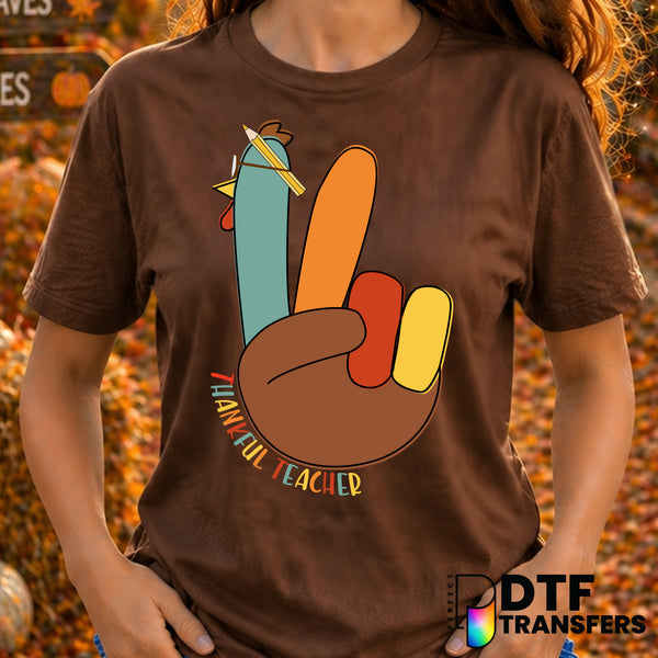 Cute Thankful Teacher – Thanksgiving DTF Transfer