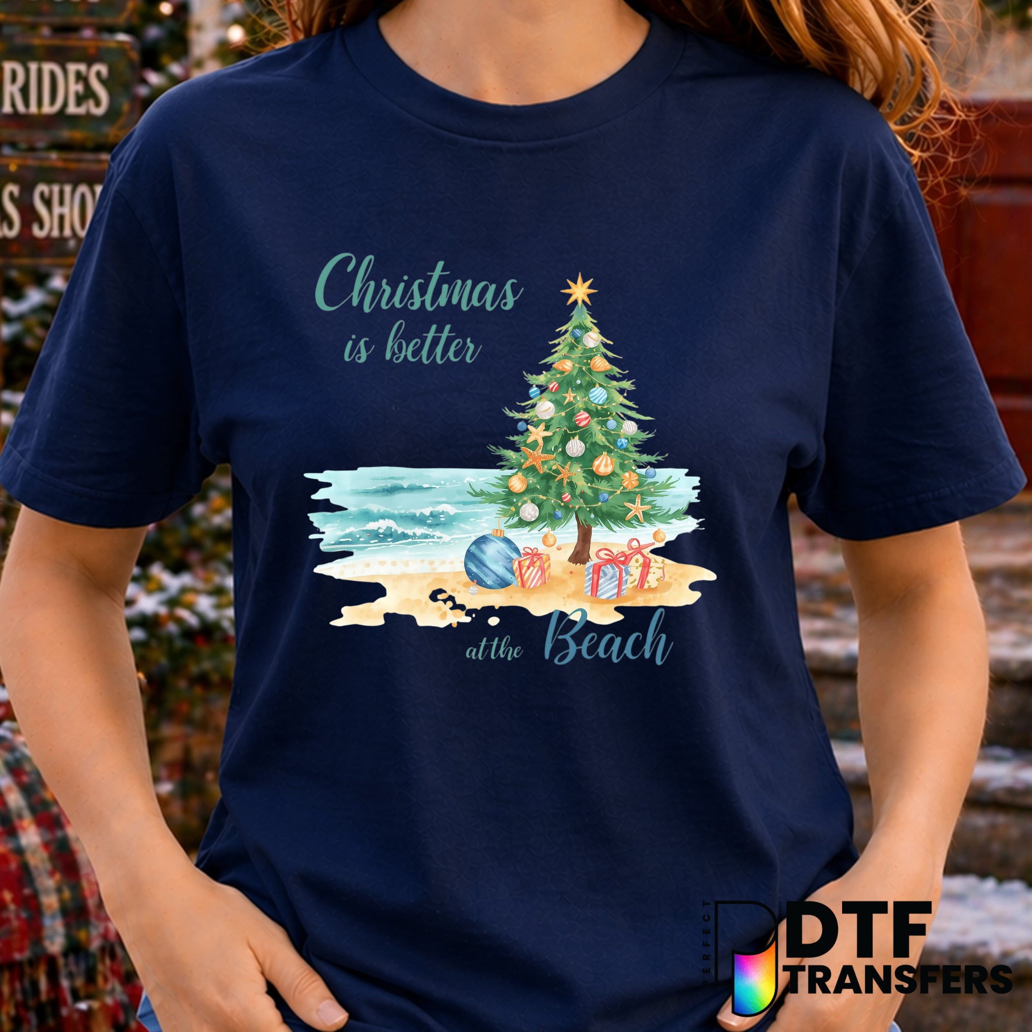 Christmas is Better at The Beach Vacation Tropical – Christmas DTF Transfer
