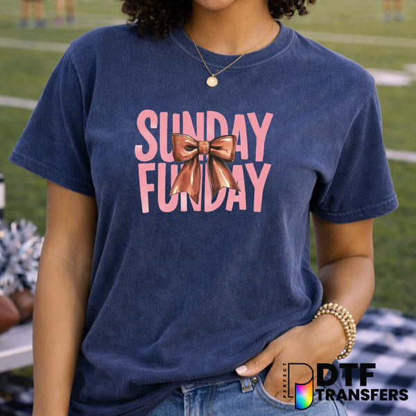 Sunday Funday Football Pink Coquette Bow – DTF Transfer