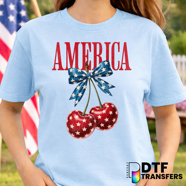 America Cherries Coquette – Fourth of July DTF Transfer