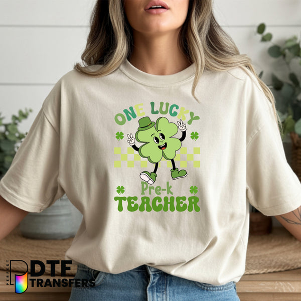 One Lucky Pre-k Teacher St Patricks Day – Teacher DTF Transfer