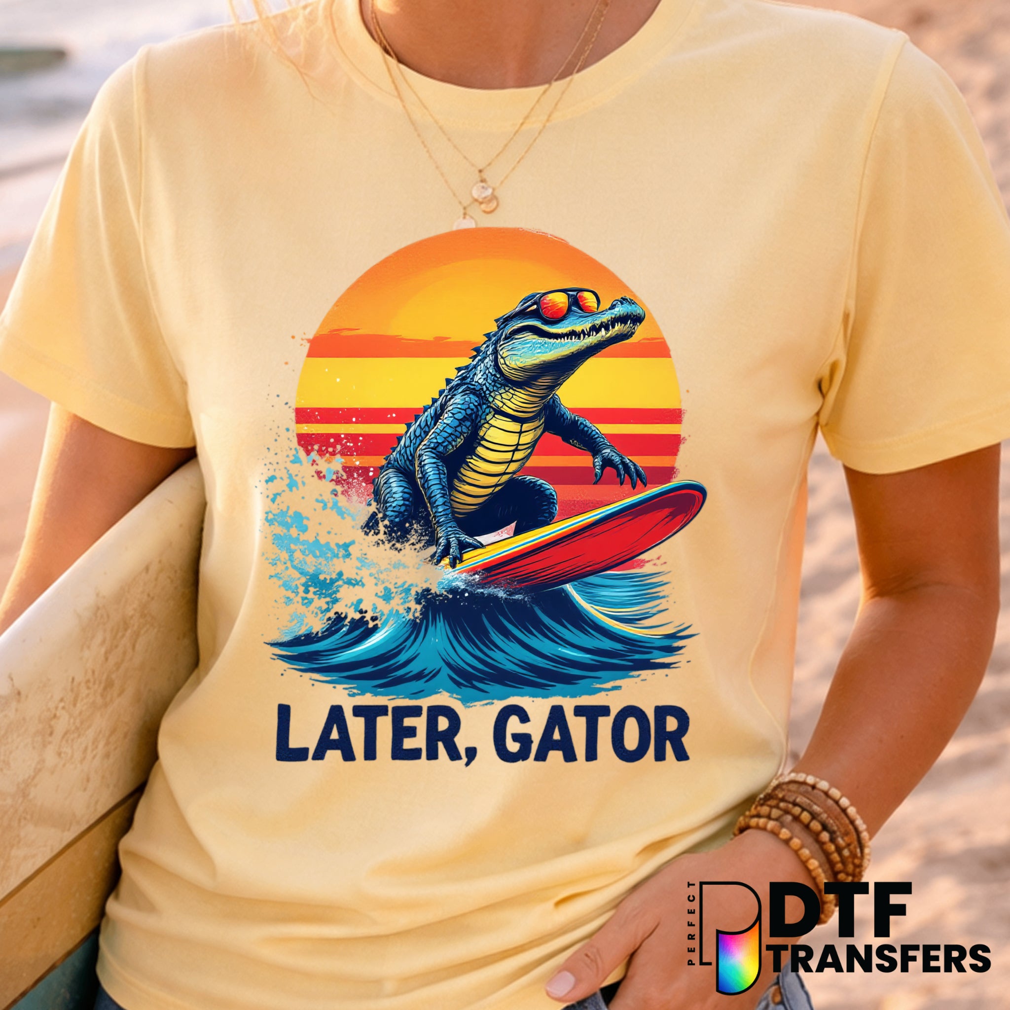 LATER GATOR – Surfing DTF Transfer