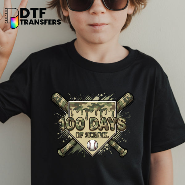 100 Days Of School Camo Baseball – Teacher DTF Transfer