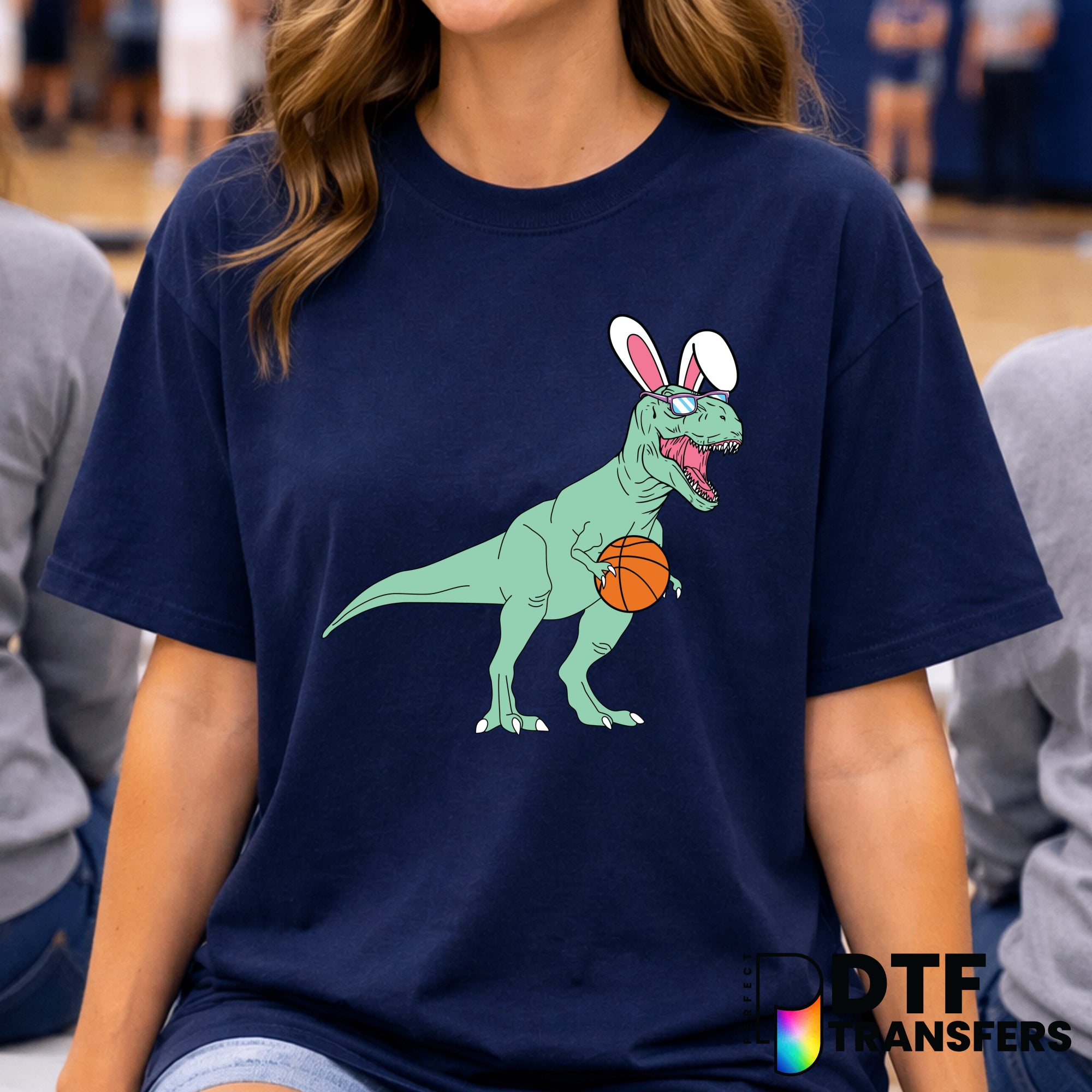 T-Rex Easter Bunny Basketball – DTF Transfer