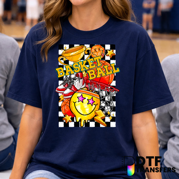 Basketball Smiley Face – Basketball DTF Transfer