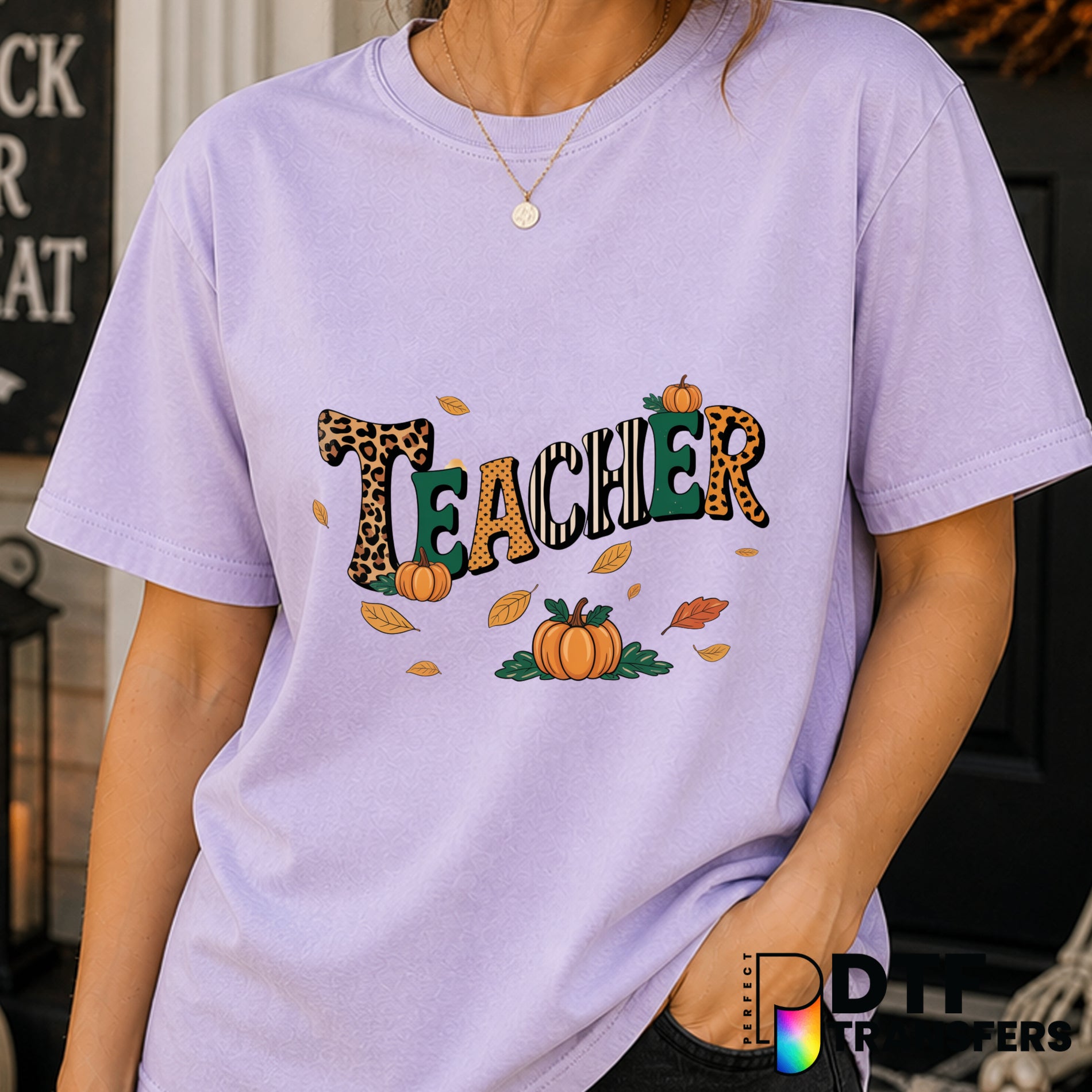 Teacher Halloween Autumn Vibes – Halloween DTF Transfer
