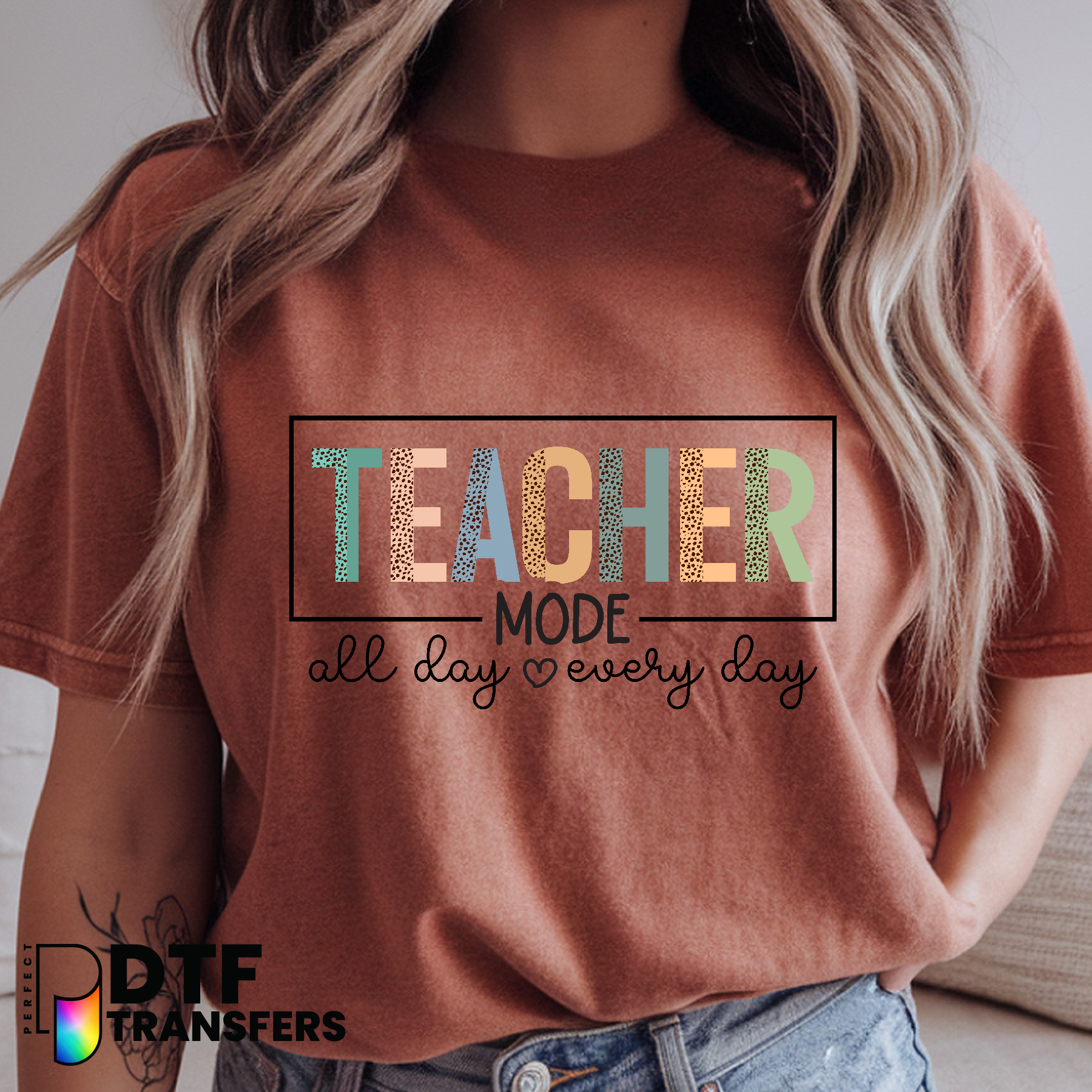 LEOPARD TEACHER MODE ALL DAY EVERY DAY – Teacher DTF Transfer