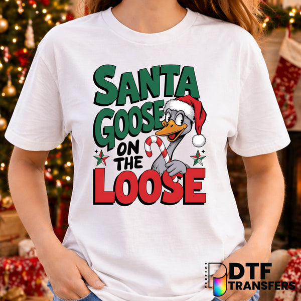 Santa Goose On The Loose – Christmas DTF Transfer