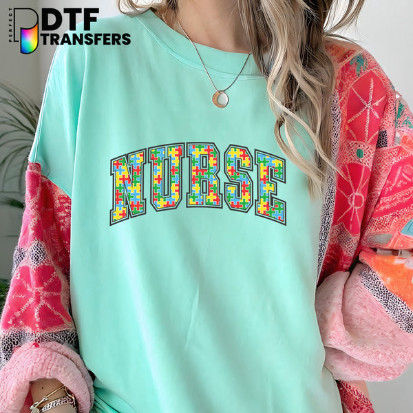 Autism Awareness Varsity Arch Nurse School Nurse – School Nurse DTF Transfer