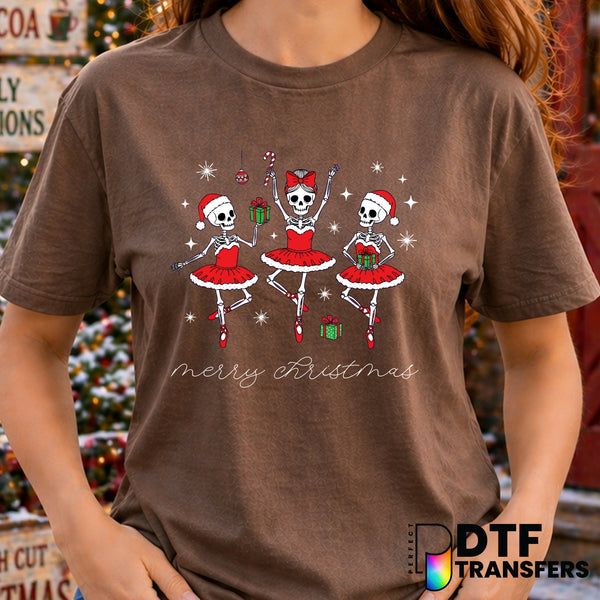 Merry Christmas Skeleton Ballerina – Christmas DTF Transfer