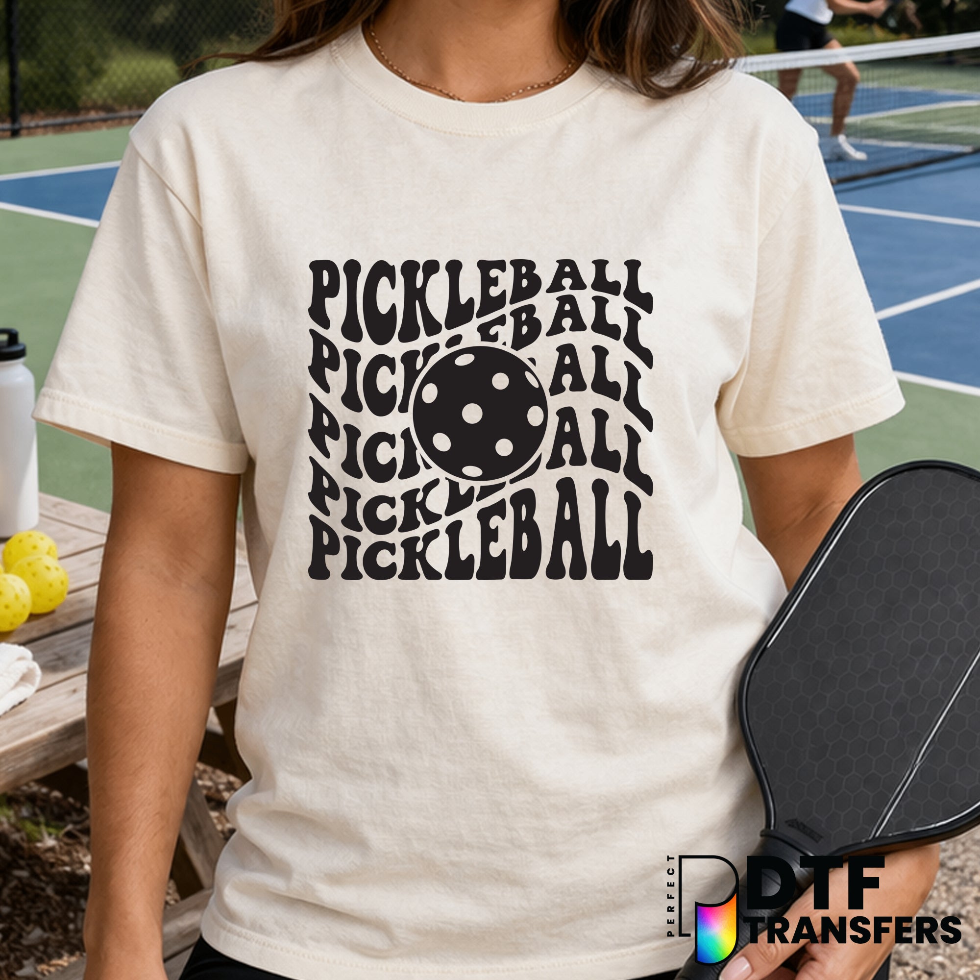 Stacked Wavy Retro PICKLEBALL – DTF Transfer