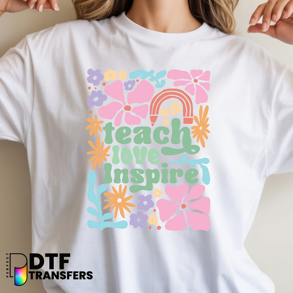 Teach Love Inspire Rainbow – Teacher DTF Transfer