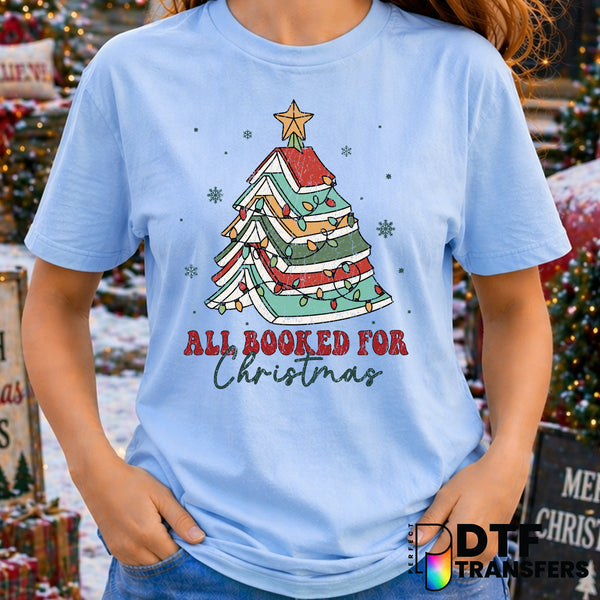 All Booked for Christmas – Christmas DTF Transfer