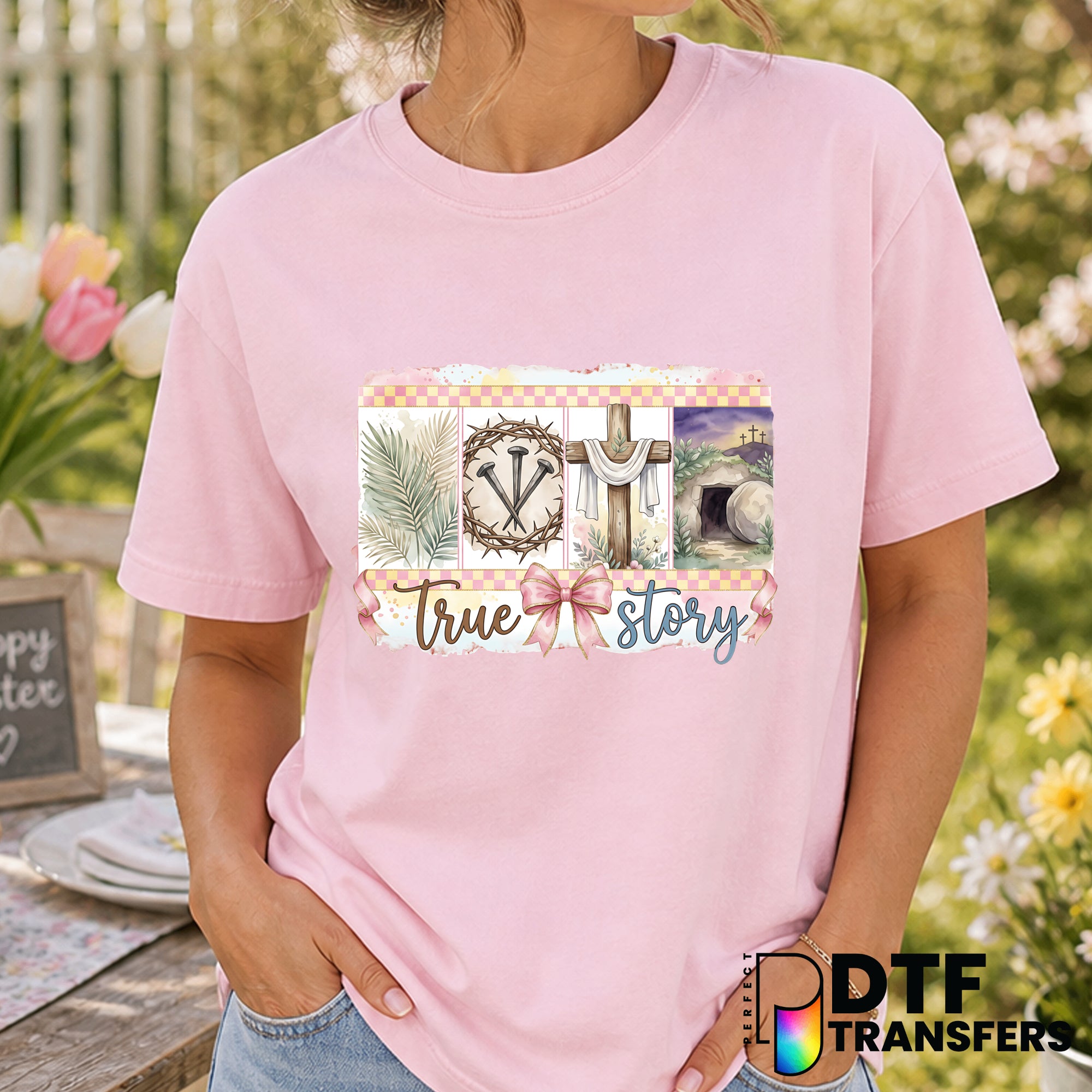 True Story Religious Easter Coquette Checkered – Easter DTF Transfer