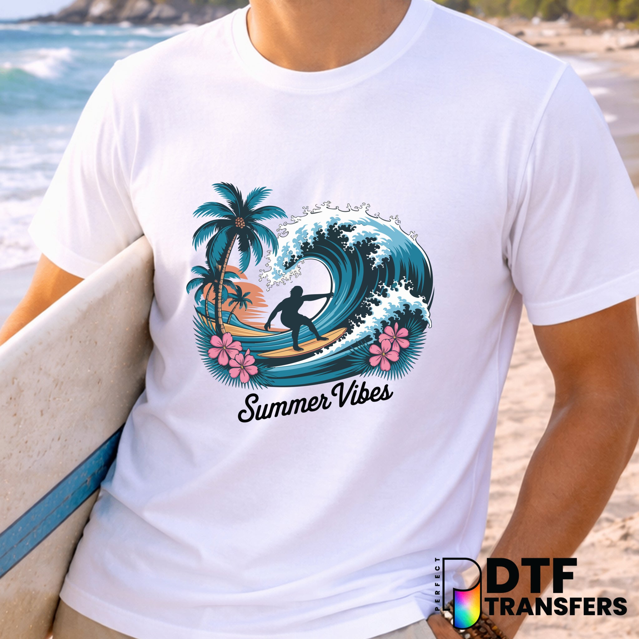 Summer Vibes – Surfing DTF Transfer
