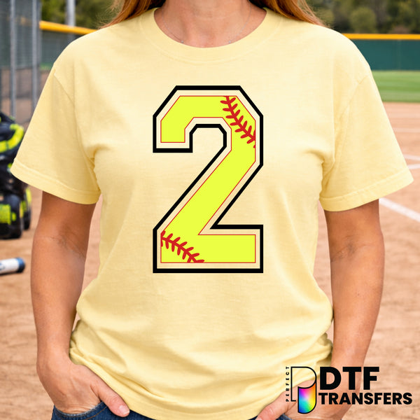 Softball Number 2 – Softball DTF Transfer