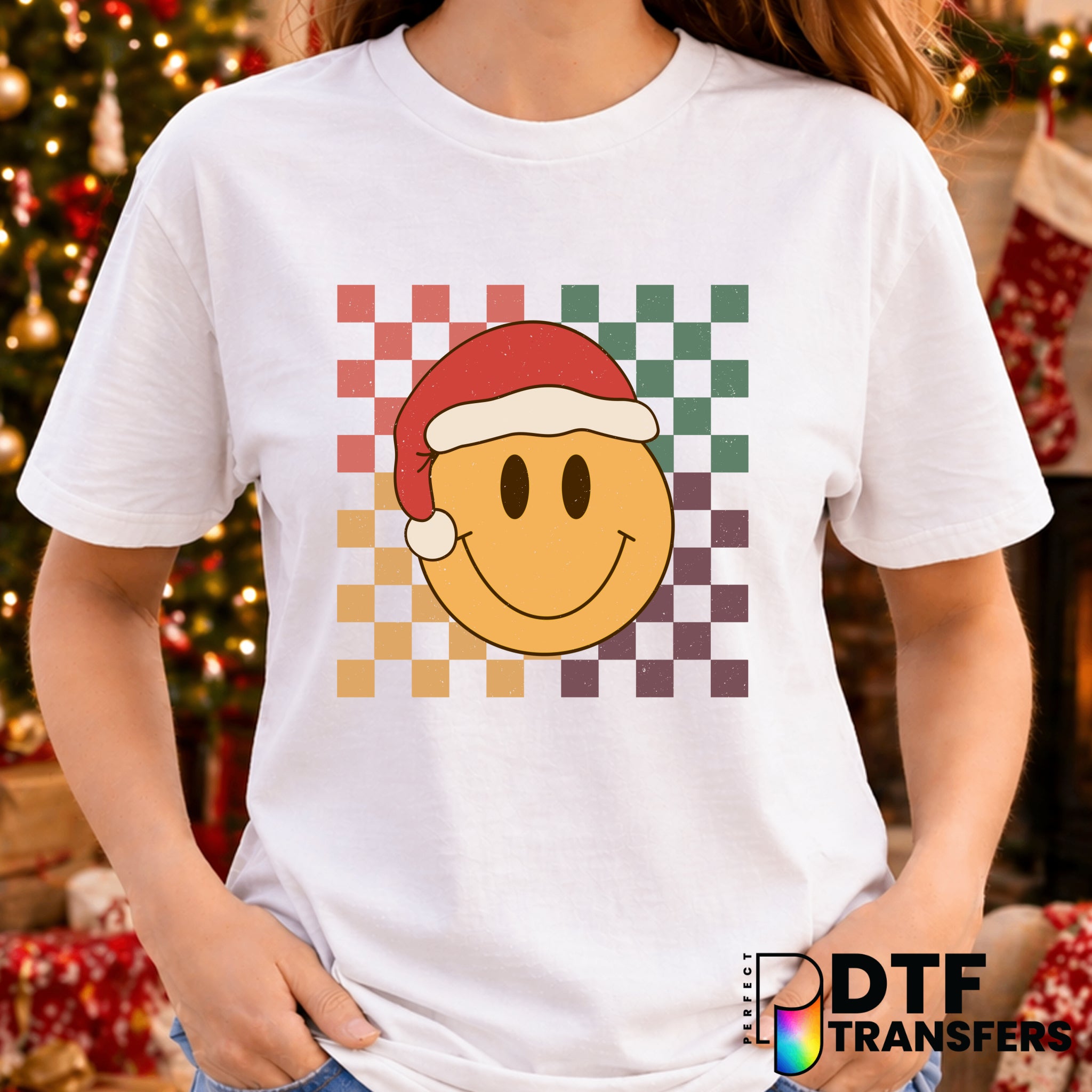 Smiley Face Santa Hat – Christmas DTF Transfer