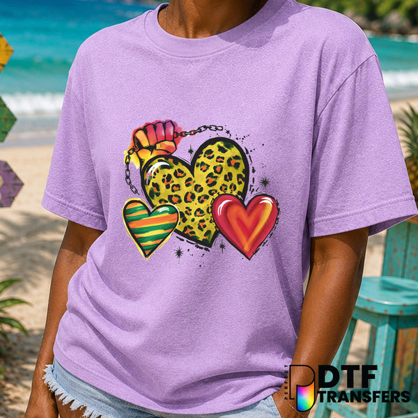 Black History Month Leopard Print Hearts – DTF Transfer