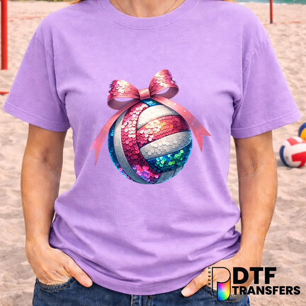 Faux Sequin Coquette Volleyball Bow – Volleyball DTF Transfer