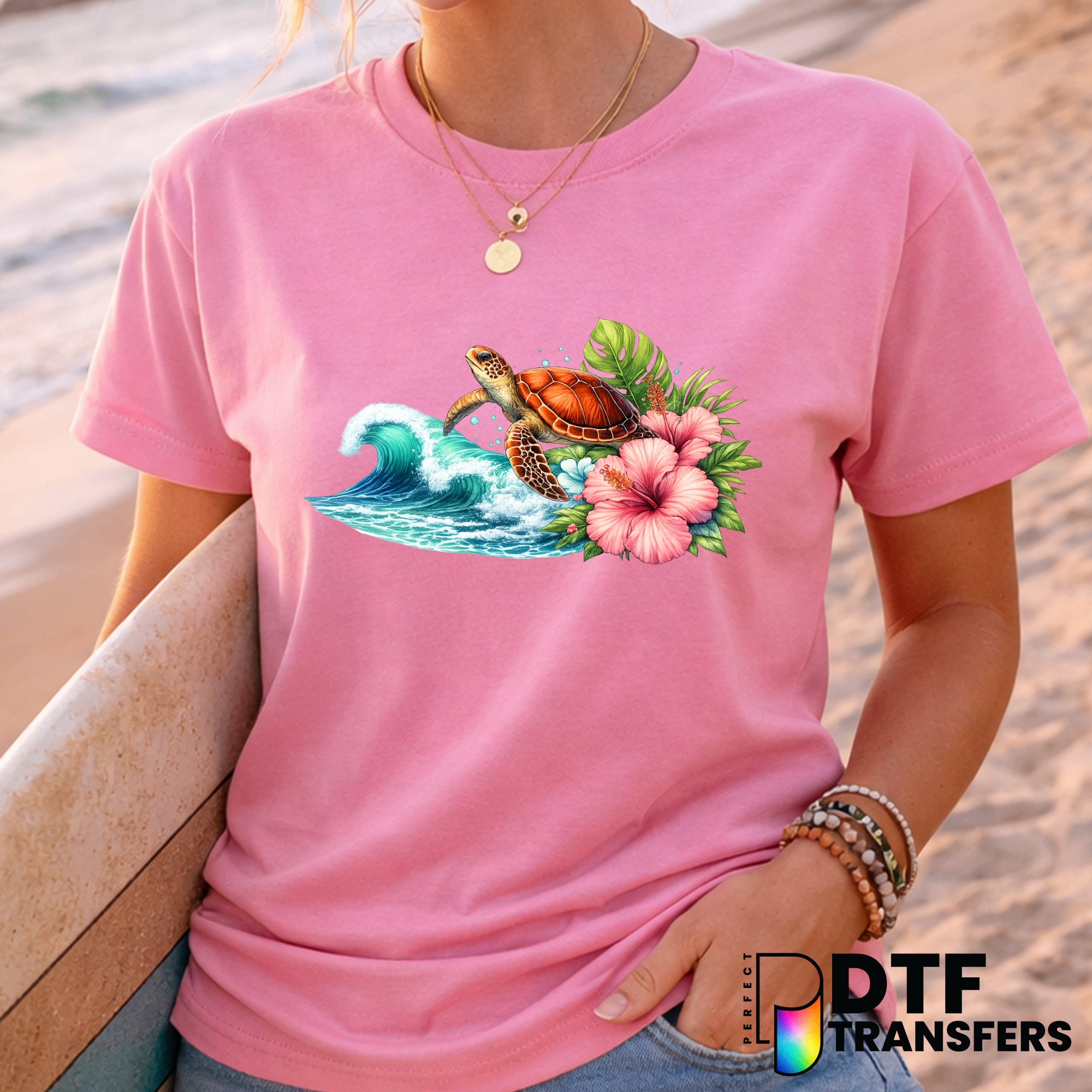 SURF W TROPICAL BLUE – Surfing DTF Transfer