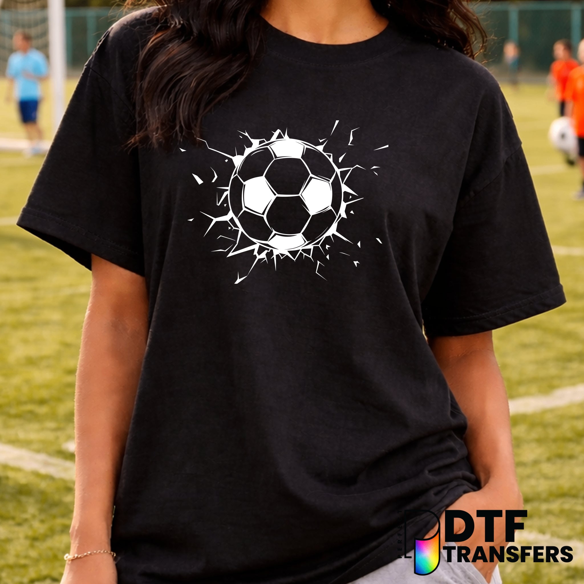 SOCCER Breaking Cracked – Soccer DTF Transfer