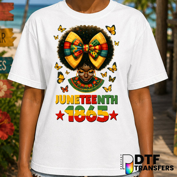 Juneteenth 1865 Afro Coquette Butterflies Black History DTF Transfer