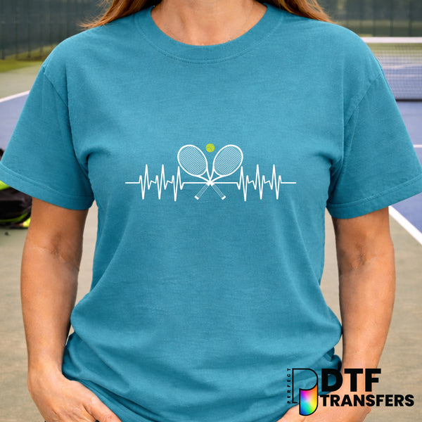 Crossed Tennis Rackets Heartbeat – Tennis DTF Transfer