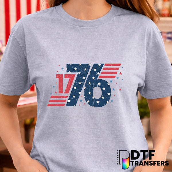 1776 Retro Stars Grunge America – Fourth of July DTF Transfer
